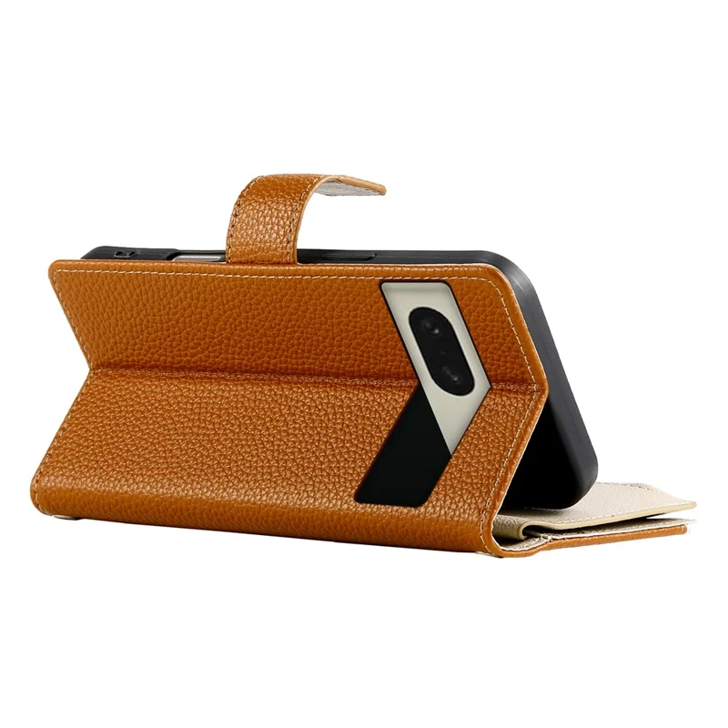 For Google Pixel 8 Case Zipper Wallet Color Splicing Leather Flip Phone Cover with Straps - Brown