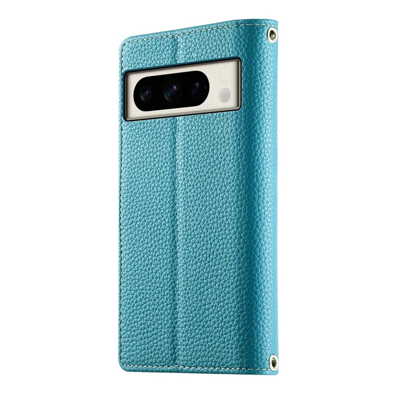 For Google Pixel 8 Pro Case Zipper Wallet Color Splicing Leather Flip Phone Cover with Straps - Lake Blue