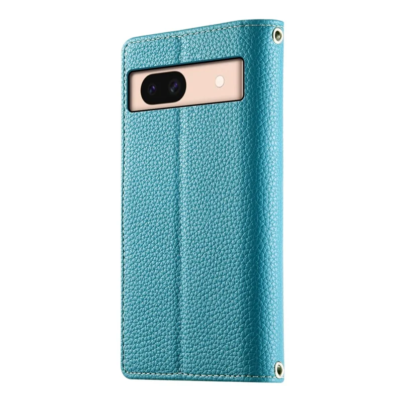 Capa para Google Pixel 8a com Carteira de Zíper, Couro com Divisão de Cores, Flip Cover com Alças - Azul Lago
