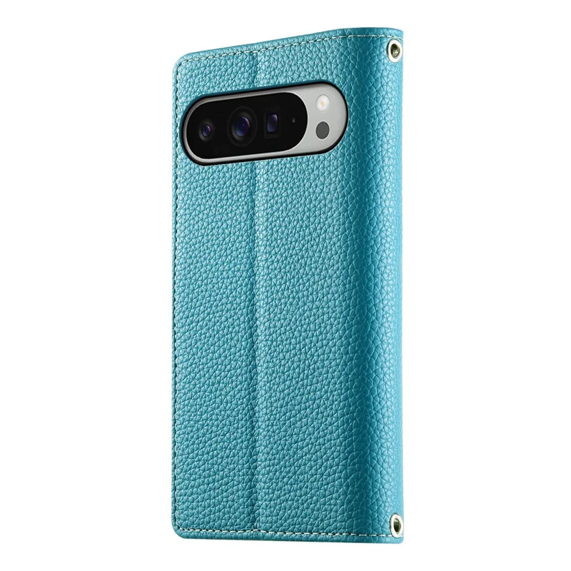 Cover a portafoglio con cerniera per Google Pixel 10 Pro XL / Pixel 9 Pro XL, con inserti a colori in pelle e cinghiette - Blu lago