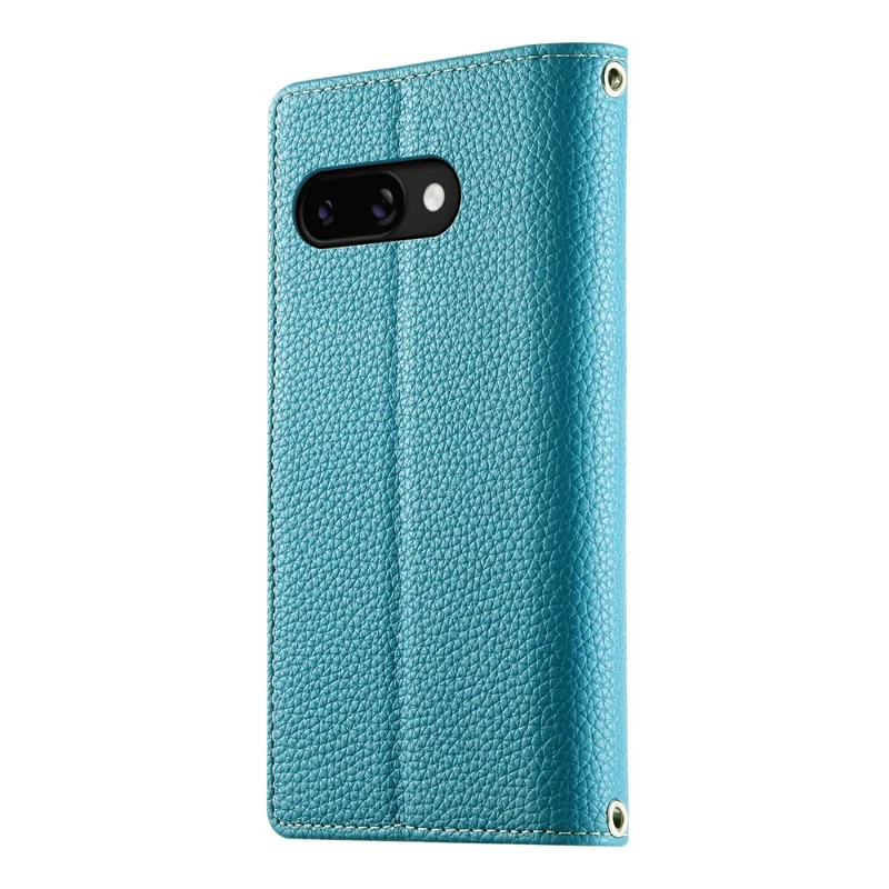 For Google Pixel 9a Case Zipper Wallet Color Splicing Leather Flip Phone Cover with Straps - Lake Blue