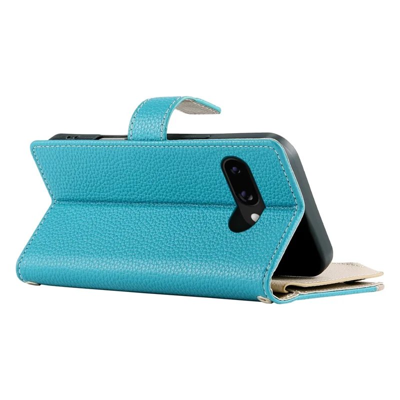For Google Pixel 9a Case Zipper Wallet Color Splicing Leather Flip Phone Cover with Straps - Lake Blue