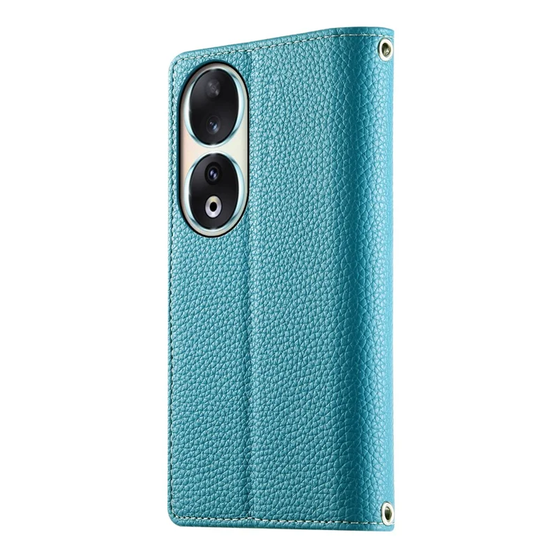 For Honor 90 Case Zipper Wallet Color Splicing Leather Flip Phone Cover with Straps - Lake Blue