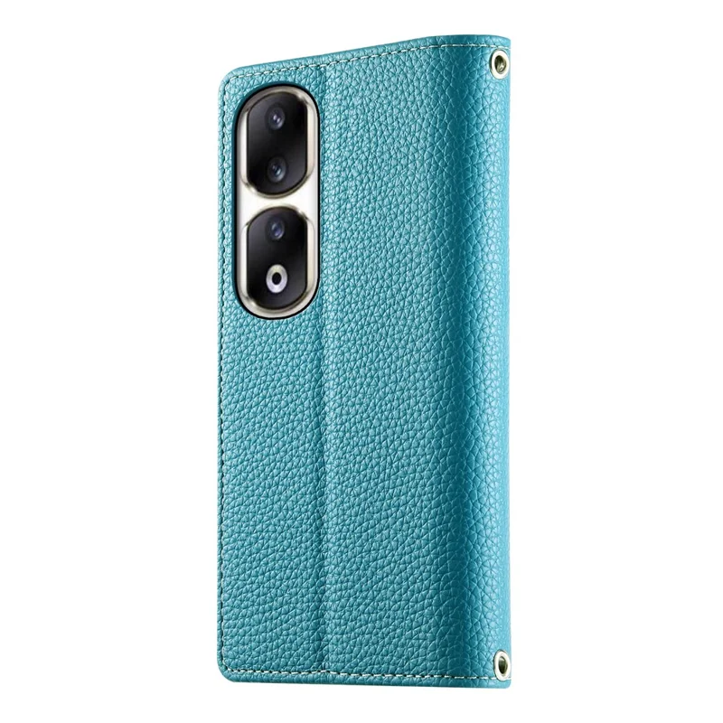 For Honor 90 Pro Case Zipper Wallet Color Splicing Leather Flip Phone Cover with Straps - Lake Blue