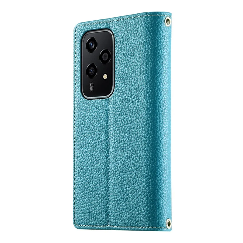 For Honor 200 Lite Case Zipper Wallet Color Splicing Leather Flip Phone Cover with Straps - Lake Blue