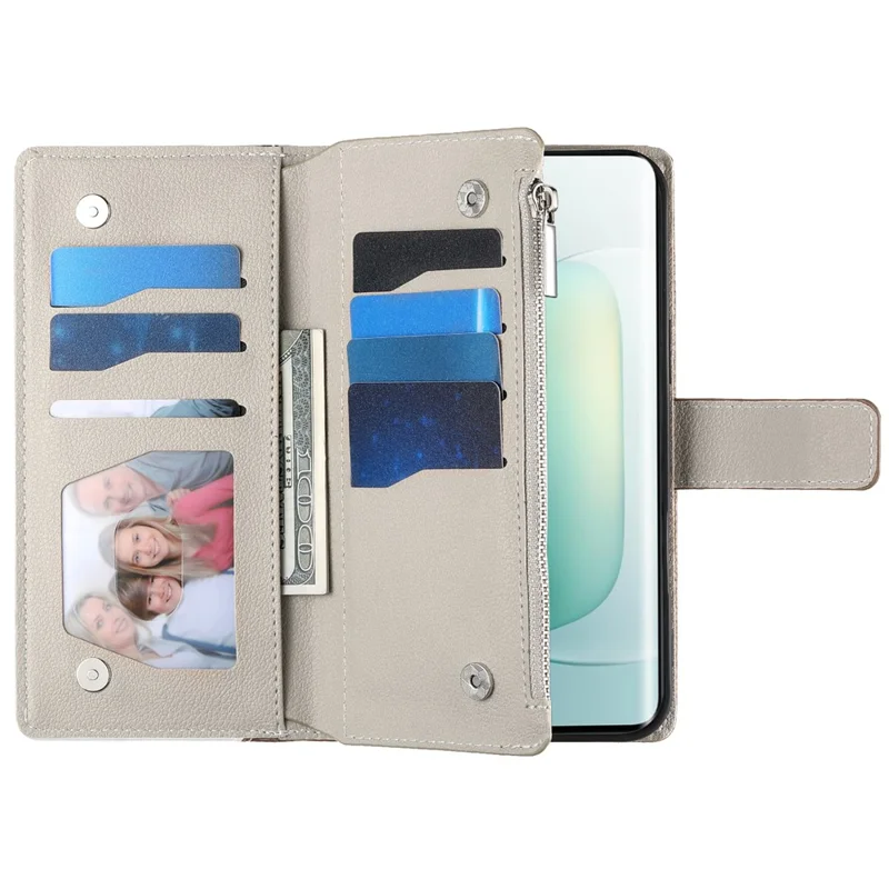 Étui For Honor 300 Portefeuille à Fermeture Éclair avec Écran Rabattable en Cuir Bicolore et Sangles - Bleu Lac