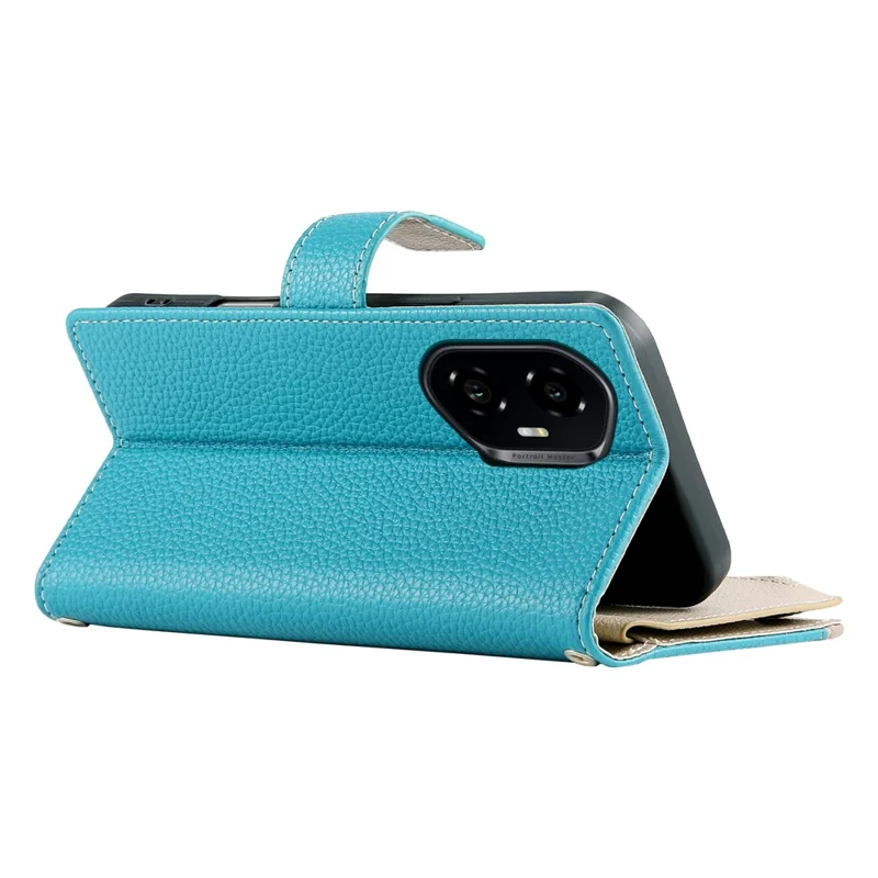 Étui For Honor 300 Portefeuille à Fermeture Éclair avec Écran Rabattable en Cuir Bicolore et Sangles - Bleu Lac