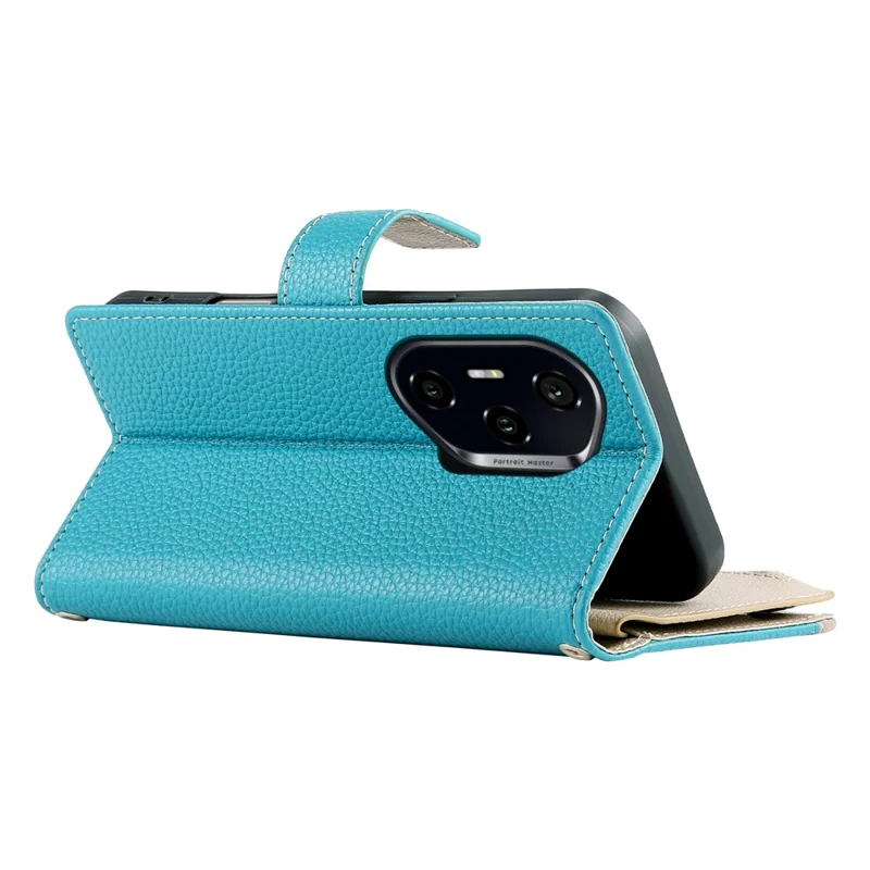 Étui For Honor 300 Pro à Fermeture Éclair Portefeuille Bicolore en Cuir avec Sangles - Bleu Lac
