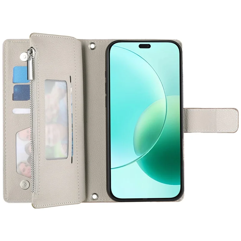 For Honor 400 5G (Global) Case Zipper Wallet Color Splicing Leather Flip Phone Cover with Straps - Lake Blue