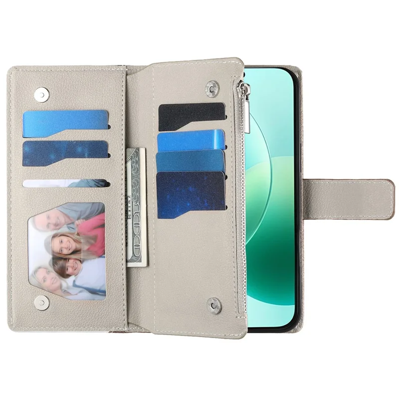 For Honor 400 5G (Global) Case Zipper Wallet Color Splicing Leather Flip Phone Cover with Straps - Lake Blue