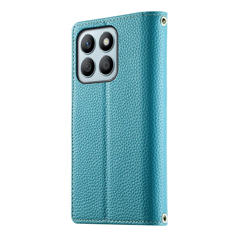 Capa For Honor X8b 4G Carteira com Zíper, Divisão de Cores em Couro, Flip para Celular com Alças - Azul Lago
