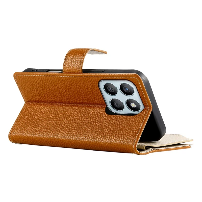 Étui For Honor X8b 4G Portefeuille à Fermeture Éclair Bicolore en Cuir avec Sangles - Marron