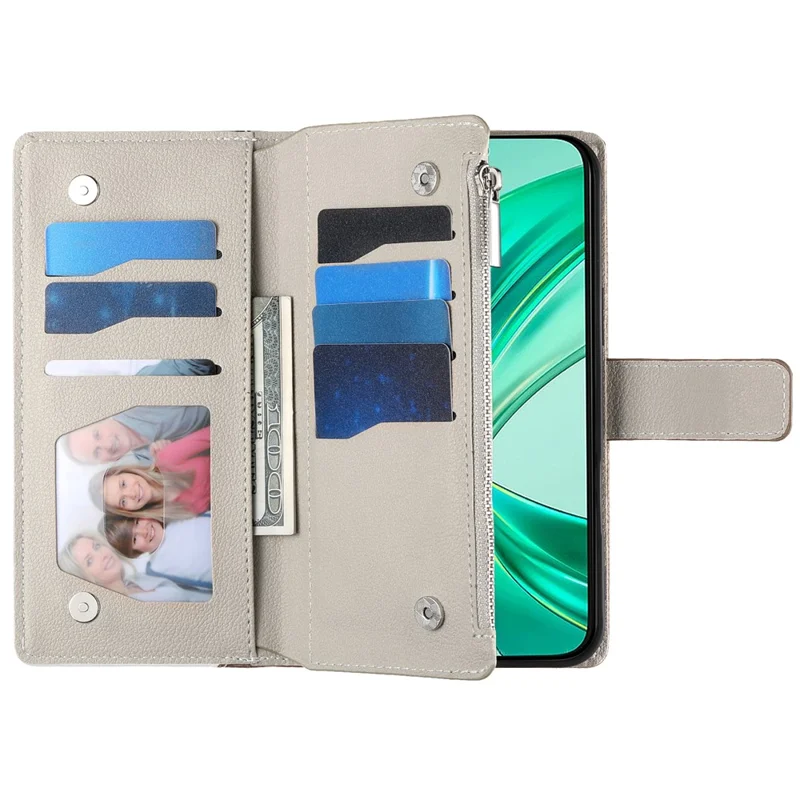 Cover per Honor X8c 4G con Portafoglio con Cerniera, Colore Bicolore, in Pelle con Laccio - Blu Lago
