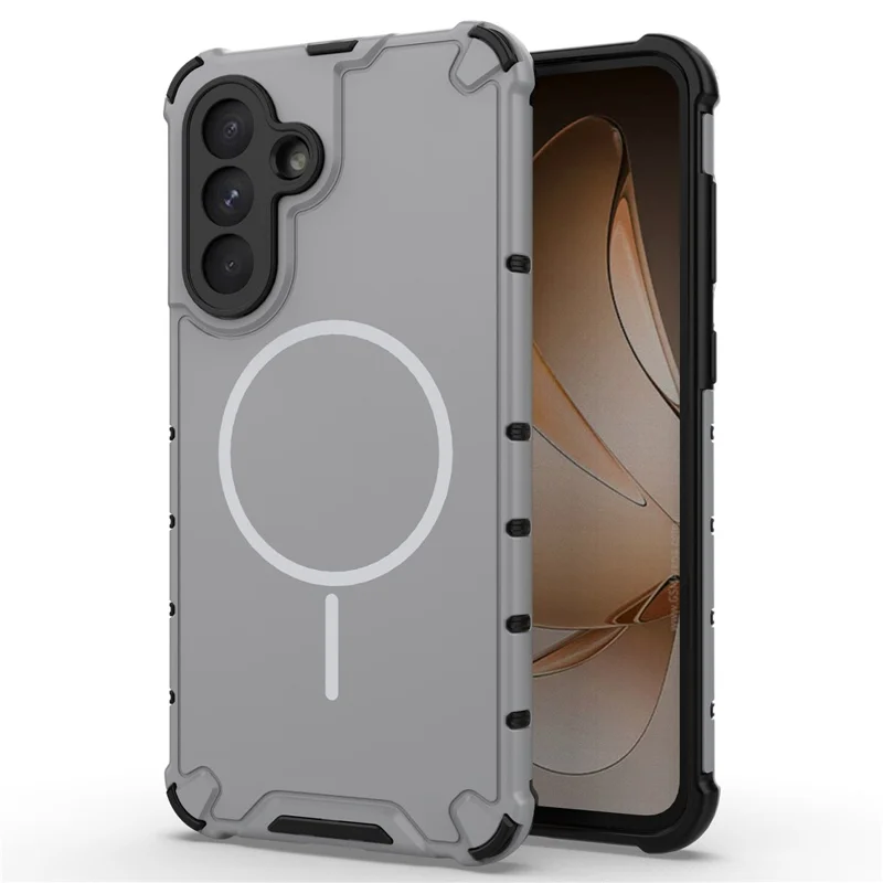 Per Samsung Galaxy A36 5G Custodia magnetica Texture corrugata Dissipazione del calore TPU + PC Custodia posteriore per telefono - Grigio Bianco