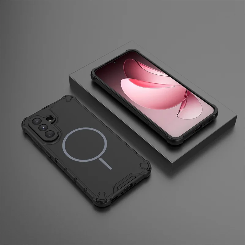 Чехол для Samsung Galaxy A56 5G с магнитной застежкой, гофрированной текстурой и системой теплоотвода, TPU + PC, для задней крышки телефона - Черный