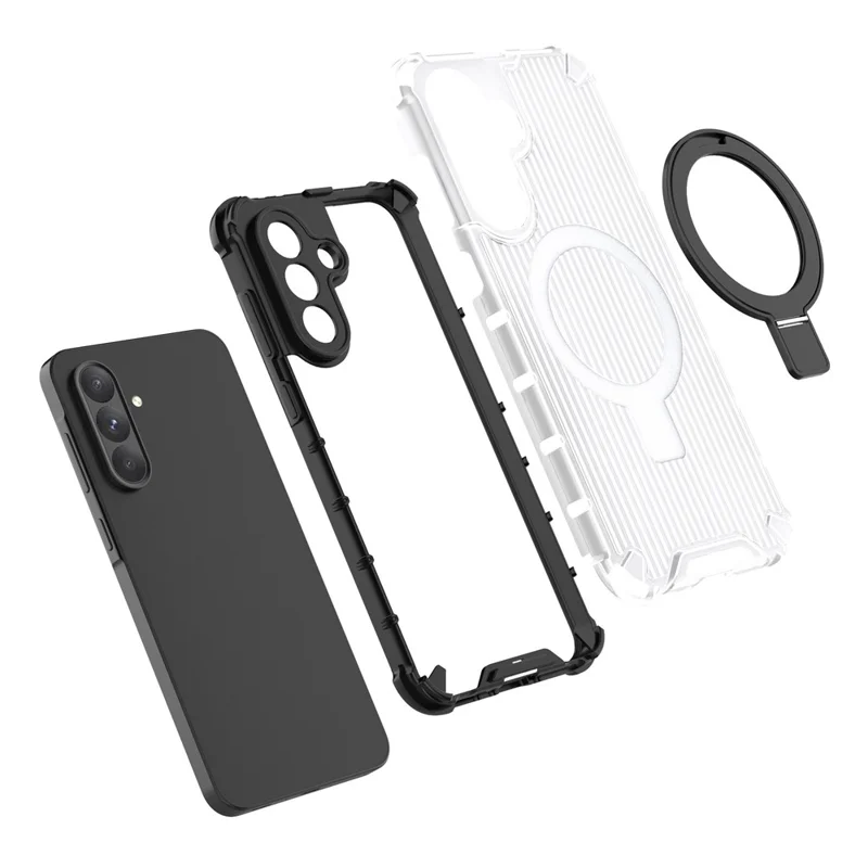 Capa para Samsung Galaxy A36 5G com Suporte, Capa de Telefone PC + TPU Compatível com MagSafe - Transparente