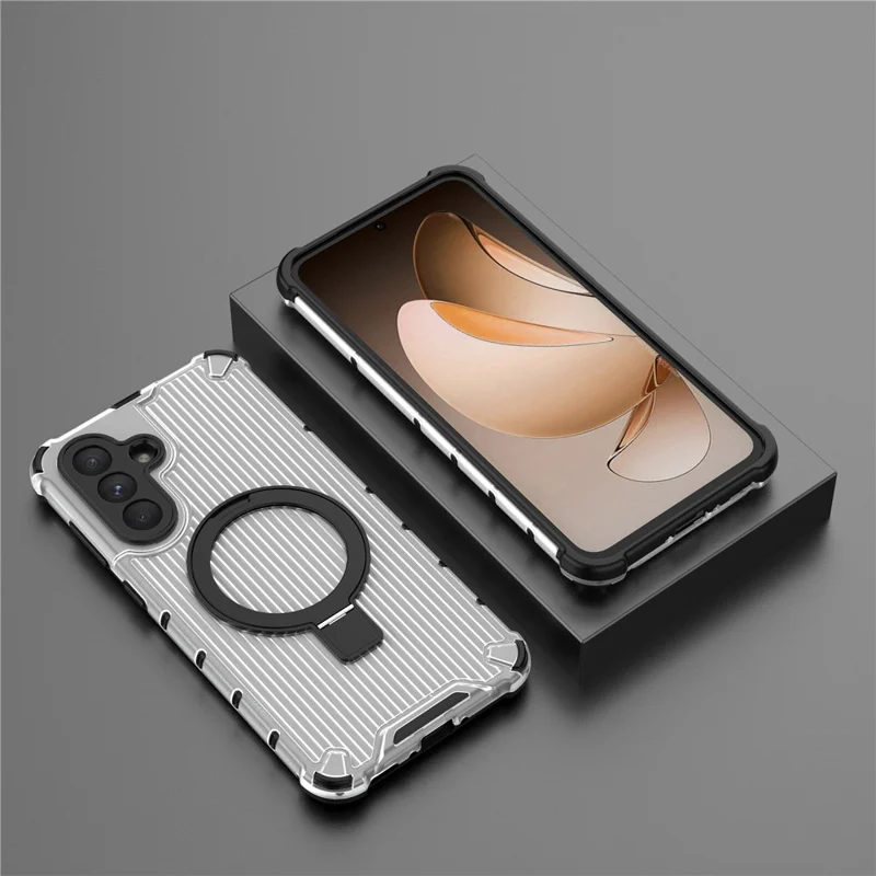 Capa para Samsung Galaxy A36 5G com Suporte, Capa de Telefone PC + TPU Compatível com MagSafe - Transparente