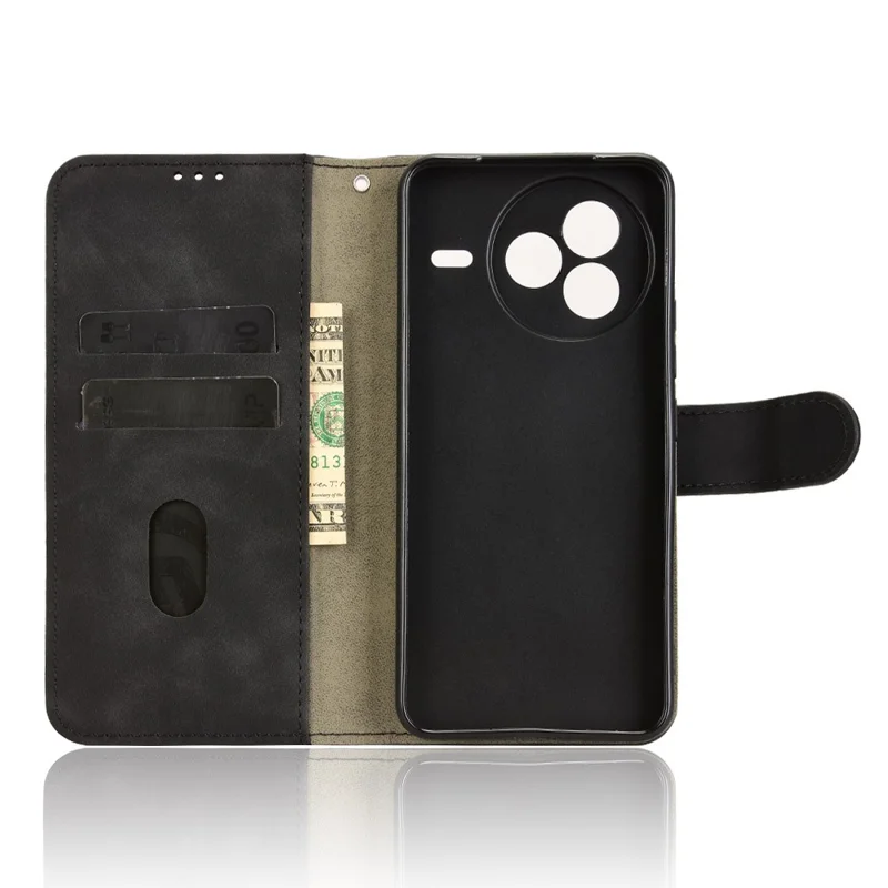 Pour Xiaomi Civi 5 Pro 5G Étui en Cuir Effet Peau Antidérapant Portefeuille Étui Rabattable pour Téléphone - Noir
