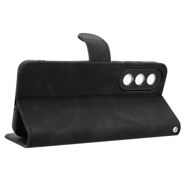 Funda de cuero para OnePlus Ace 5 Ultra 5G con sensación de piel, anti caídas, tipo cartera abatible - Negro