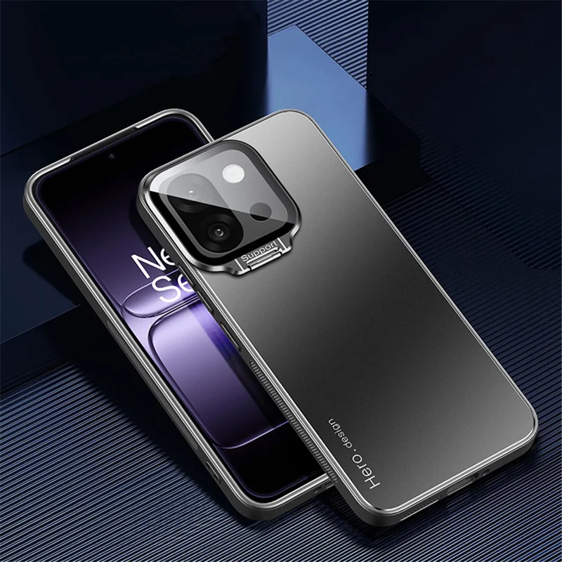 For OnePlus 13T 5G Case with Lens Kickstand Shockproof PC+TPU Phone Cover - Black
