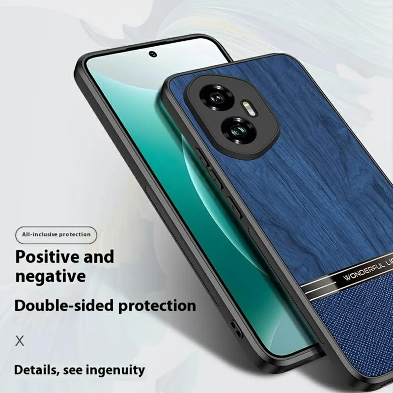 For Honor 400 Pro 5G (Global) Case Wood Texture Leather + TPU Protective Phone Cover - Black