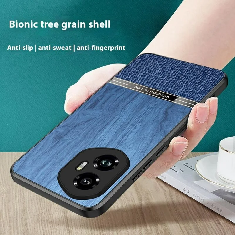 For Honor 400 Pro 5G (Global) Case Wood Texture Leather + TPU Protective Phone Cover - Black