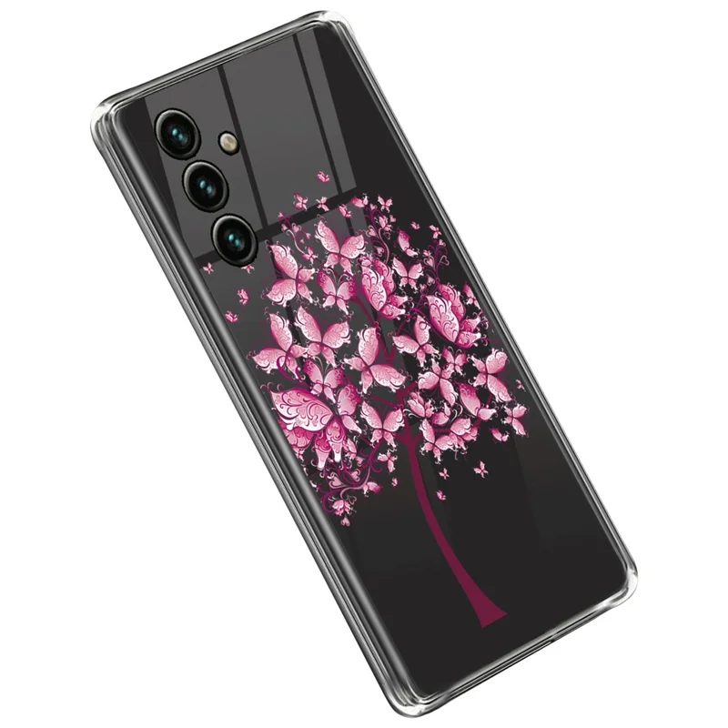 Capa de Telemóvel em TPU Macio com Impressão de Padrão para Samsung Galaxy A14 5G / A14 4G, Cobertura Anti-queda e Anti-risco - Flores Cor-de-rosa