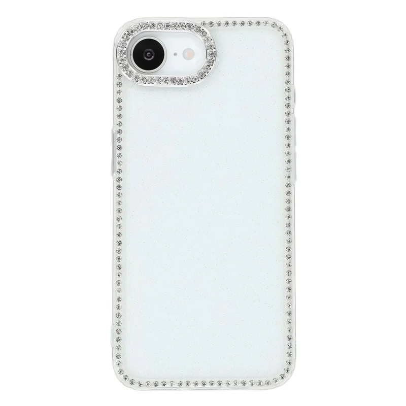 Étui pour iPhone 16e avec Bordure en Strass Brillante, Dos en TPU + PC avec Motif IMD - Transparent Pailleté
