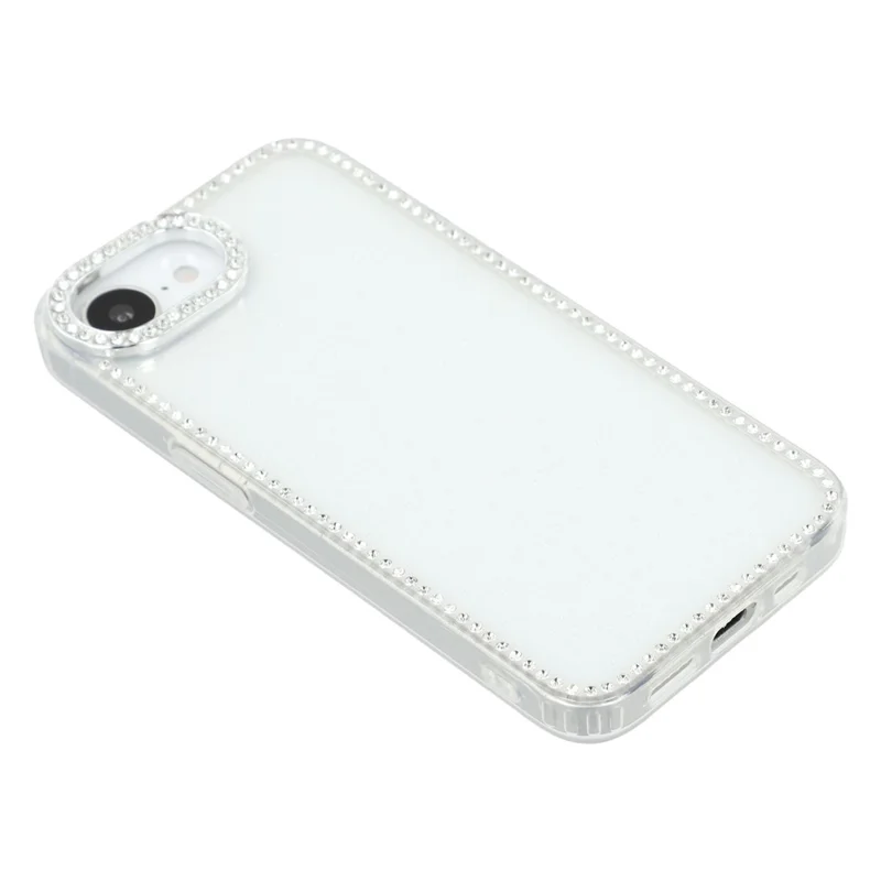 Étui pour iPhone 16e avec Bordure en Strass Brillante, Dos en TPU + PC avec Motif IMD - Transparent Pailleté