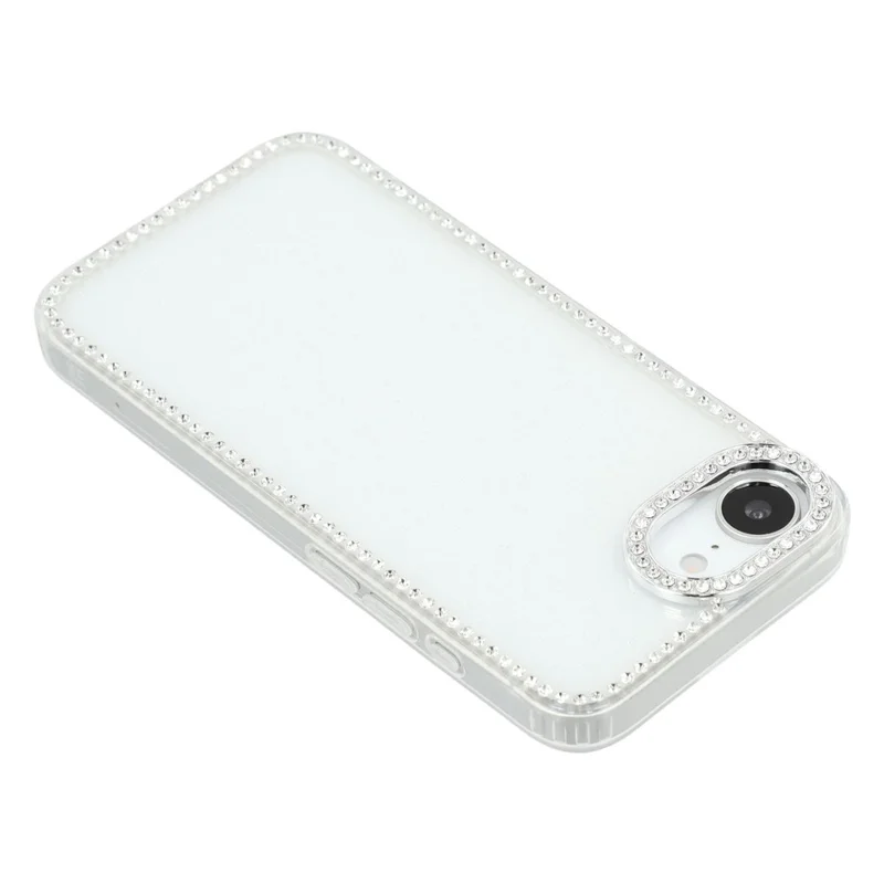 Étui pour iPhone 16e avec Bordure en Strass Brillante, Dos en TPU + PC avec Motif IMD - Transparent Pailleté