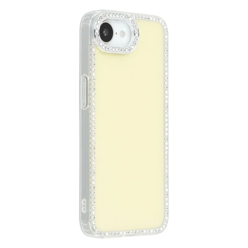 For iPhone 17e / 16e Case Rhinestone Edge Glitter Back TPU + PC IMD Phone Cover - Glitter Light Yellow