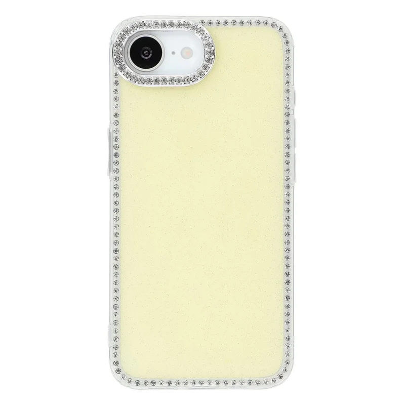 For iPhone 17e / 16e Case Rhinestone Edge Glitter Back TPU + PC IMD Phone Cover - Glitter Light Yellow