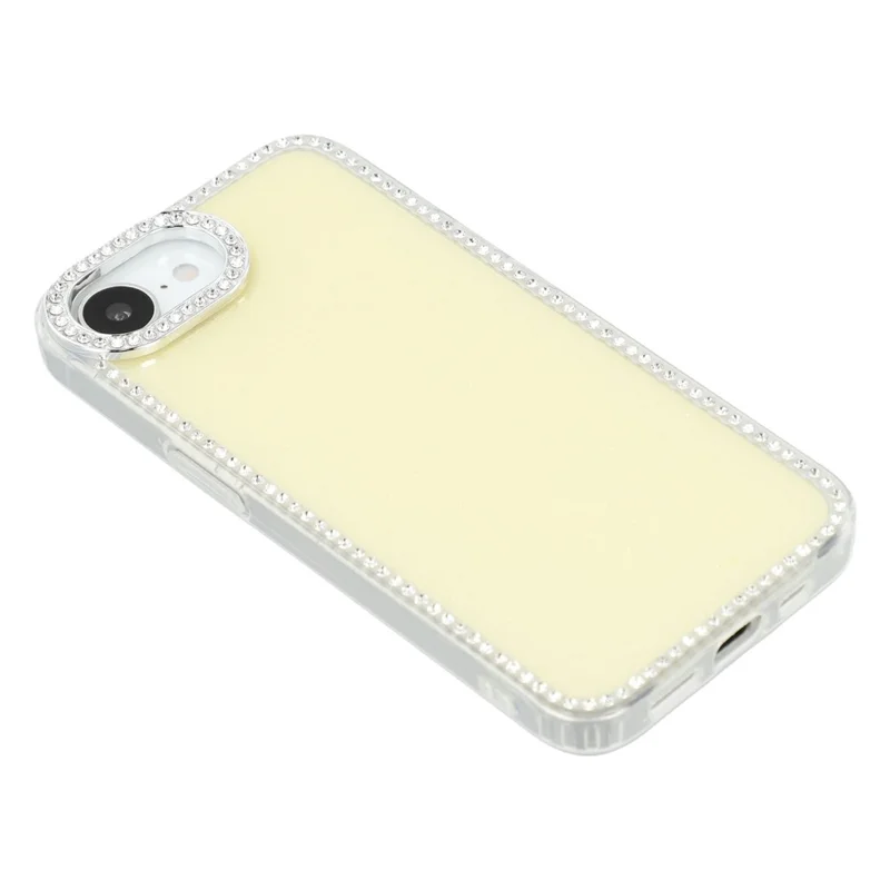 For iPhone 17e / 16e Case Rhinestone Edge Glitter Back TPU + PC IMD Phone Cover - Glitter Light Yellow
