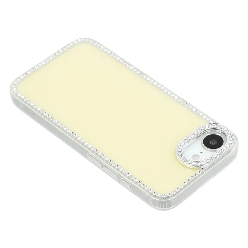For iPhone 17e / 16e Case Rhinestone Edge Glitter Back TPU + PC IMD Phone Cover - Glitter Light Yellow
