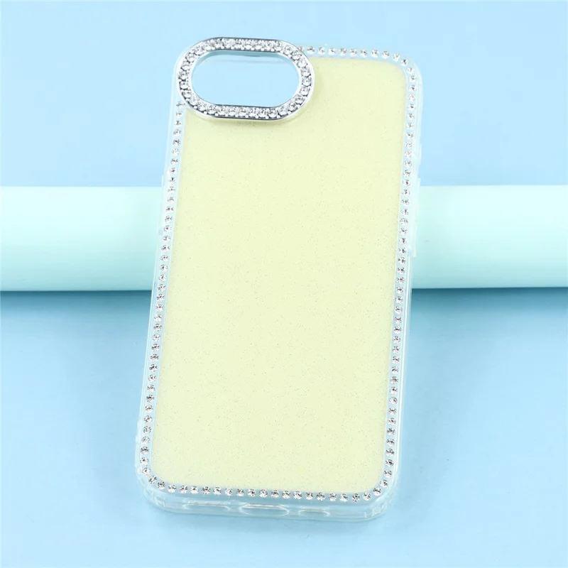 For iPhone 17e / 16e Case Rhinestone Edge Glitter Back TPU + PC IMD Phone Cover - Glitter Light Yellow
