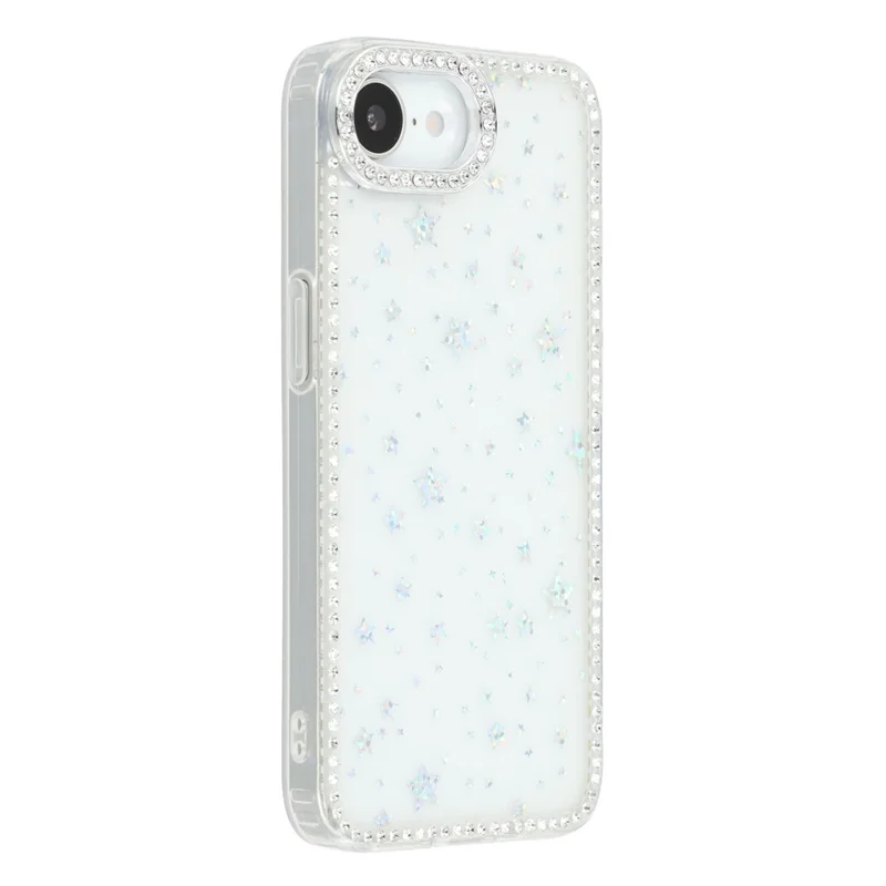 For iPhone 17e / 16e Case Rhinestone Edge Glitter Back TPU + PC IMD Phone Cover - Starry Transparent