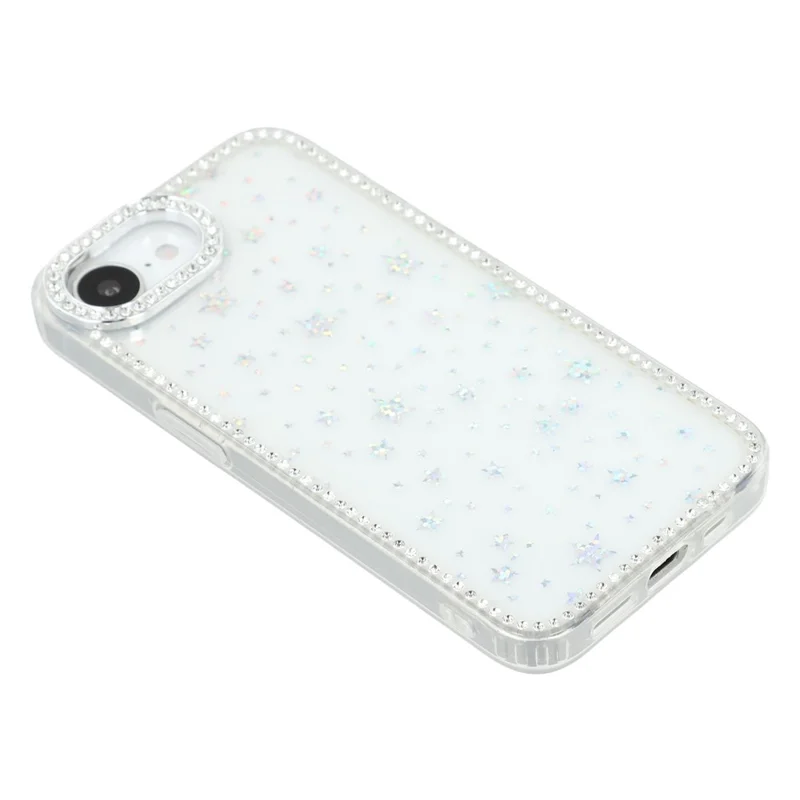 For iPhone 17e / 16e Case Rhinestone Edge Glitter Back TPU + PC IMD Phone Cover - Starry Transparent