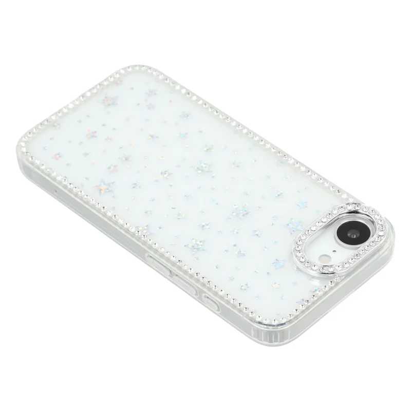 For iPhone 17e / 16e Case Rhinestone Edge Glitter Back TPU + PC IMD Phone Cover - Starry Transparent