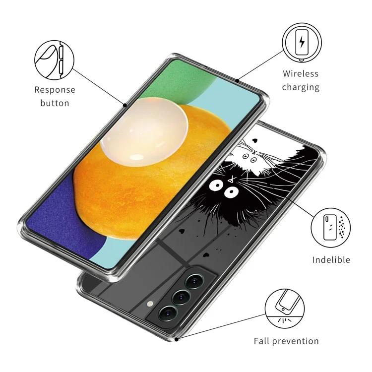 Für Samsung Galaxy S23 TPU Rückseite Fallmuster Druckdesign IMD Kollisionsresistente Handyhülle - Zwei Katzen