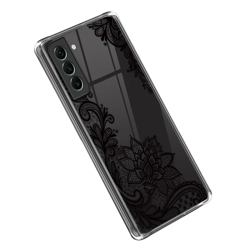 Capa Traseira TPU para Samsung Galaxy S23 com Estampa em Design IMD, Capa de Telemóvel Resistente a Choques - Flor Rendada