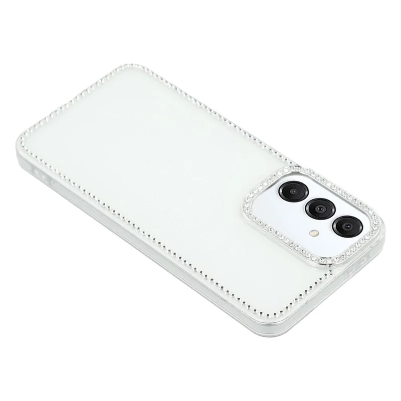For Samsung Galaxy A55 5G Case Rhinestone Edge Glitter Back TPU + PC IMD Phone Cover - Glitter White