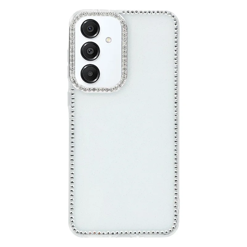 For Samsung Galaxy A35 5G Case Rhinestone Edge Glitter Back TPU + PC IMD Phone Cover - Glitter Transparent