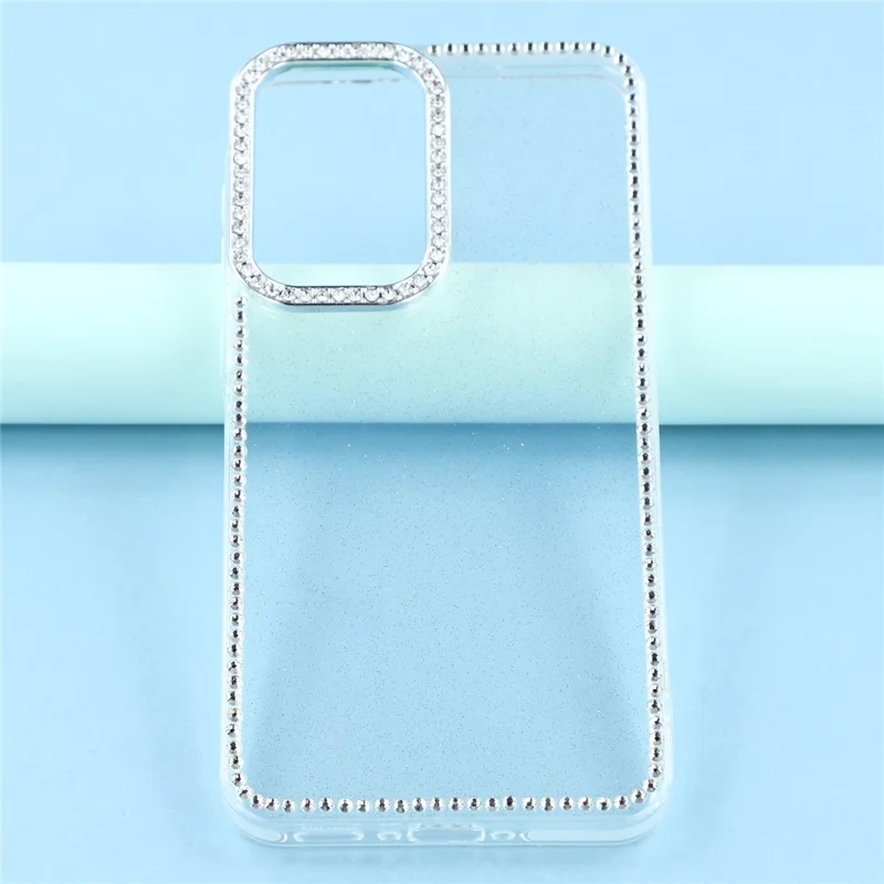 For Samsung Galaxy A35 5G Case Rhinestone Edge Glitter Back TPU + PC IMD Phone Cover - Glitter Transparent