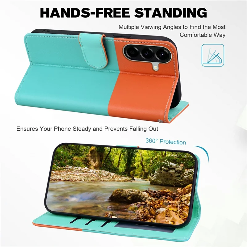 Cartoon Pet Series for Samsung Galaxy A36 5G Wallet Phone Case Splicing Leather Flip Cover - Sky Blue