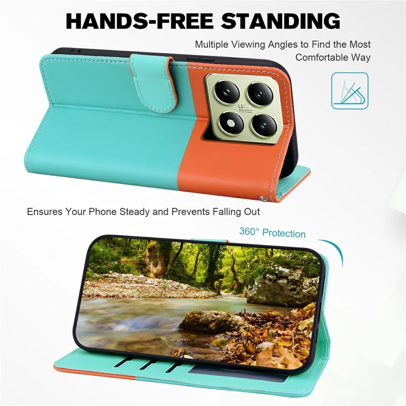 Cartoon Pet Series for Xiaomi 14T Wallet Phone Case Splicing Leather Flip Cover - Sky Blue