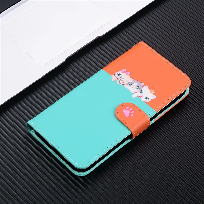 Cartoon Pet Series for Xiaomi 14T Wallet Phone Case Splicing Leather Flip Cover - Sky Blue