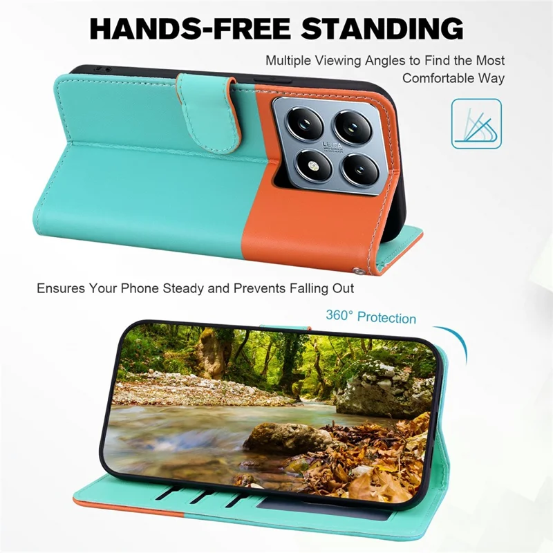 Cartoon Pet Series for Xiaomi 14T Pro Wallet Phone Case Splicing Leather Flip Cover - Sky Blue