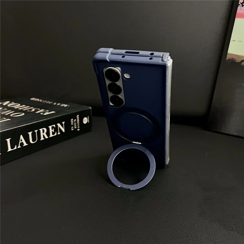 Funda magnética para Samsung Galaxy Z Fold6 5G con soporte, a prueba de golpes, mate de PC + TPU - Azul