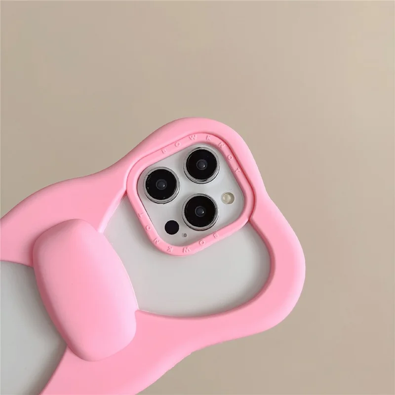 Cover per iPhone 15 Pro in Silicone con Design Carino di Farfalla e Fiocco Scavato, Cover Posteriore Antiurto per Telefono