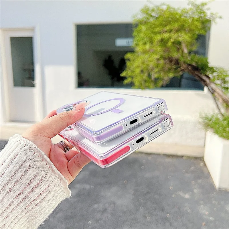 For Samsung Galaxy S24 Ultra Magnetic Case Clear TPU Phone Back Cover - Orange